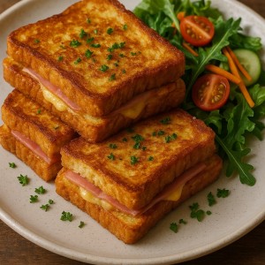 Tosty francuskie z szynką i serem